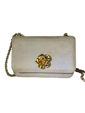 Chanel Vintage Flower Power Iridescent Camellia Suede Shoulder Bag